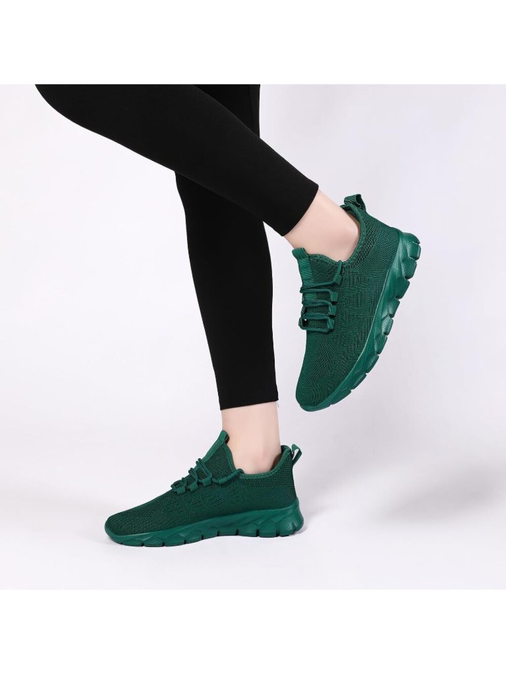 Women's Green Non Slip Mesh Breathable Casual Comfort Imported Walking Sneakers - Picture 2 of 6